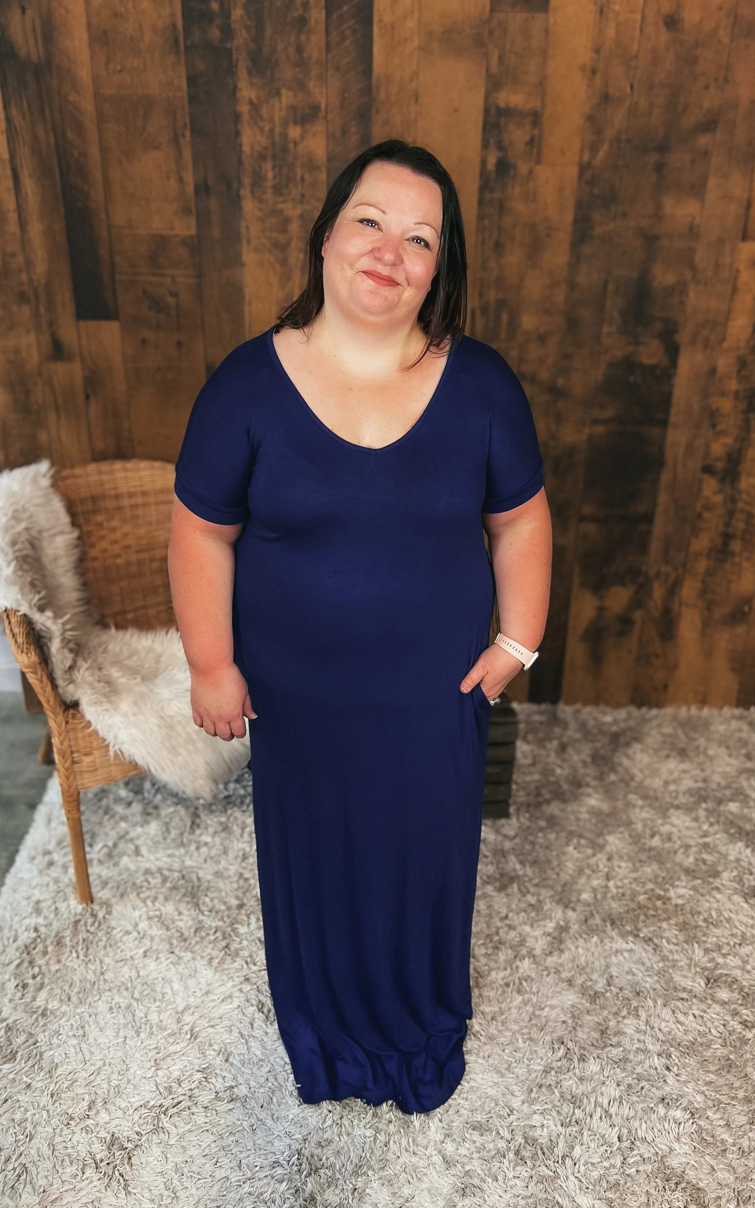 Stacey Short Sleeve Maxi Dress: Navy *SALE*