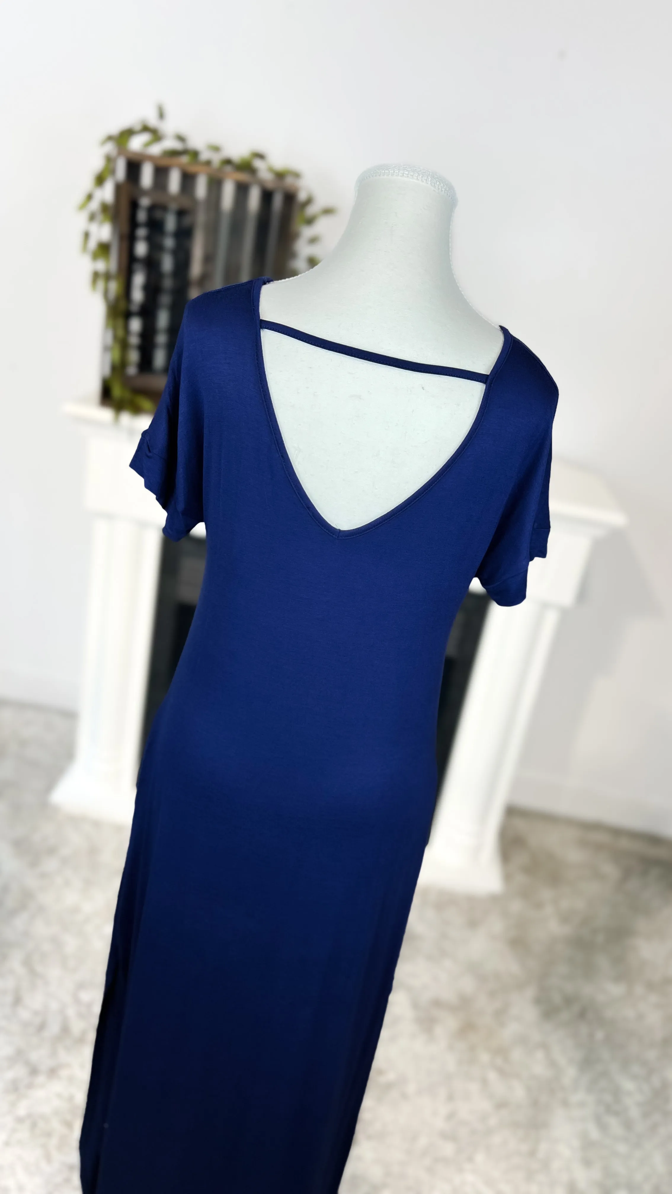 Stacey Short Sleeve Maxi Dress: Navy *SALE*