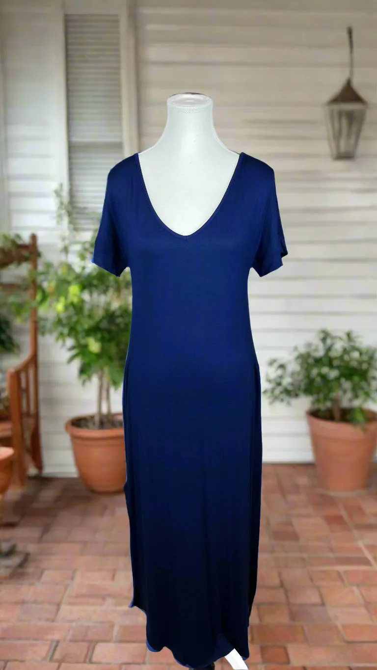 Stacey Short Sleeve Maxi Dress: Navy *SALE*