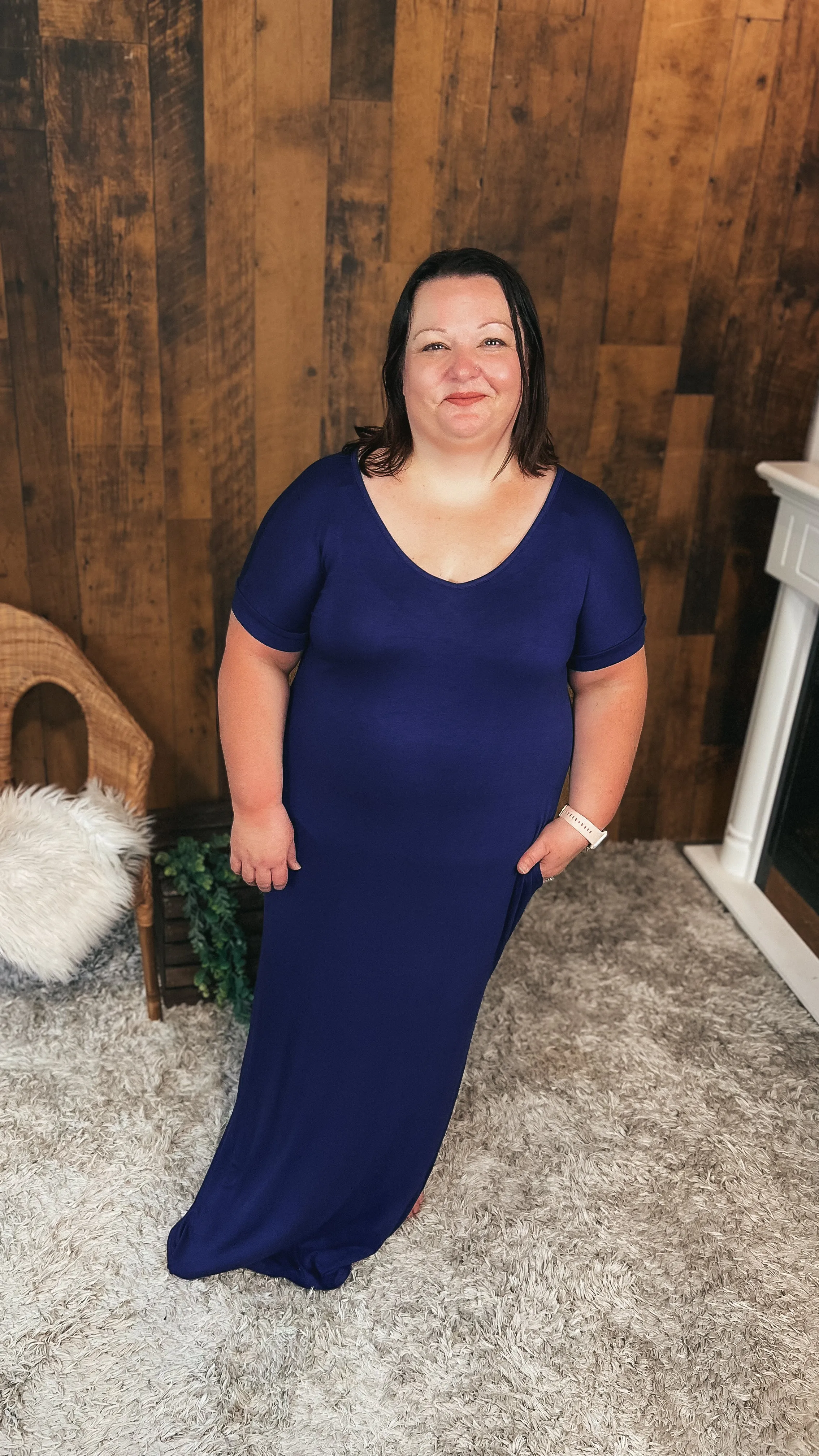 Stacey Short Sleeve Maxi Dress: Navy *SALE*