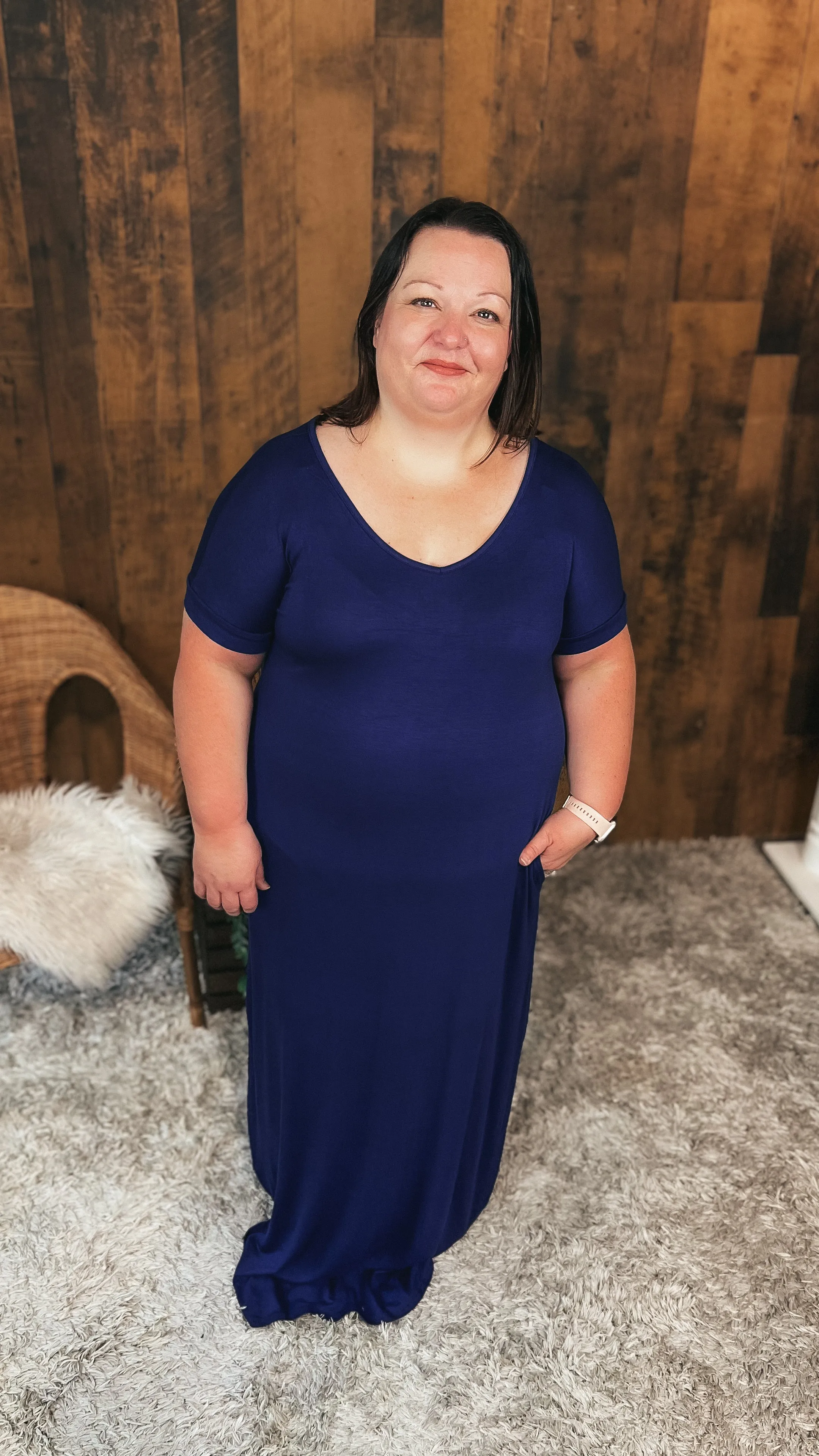 Stacey Short Sleeve Maxi Dress: Navy *SALE*