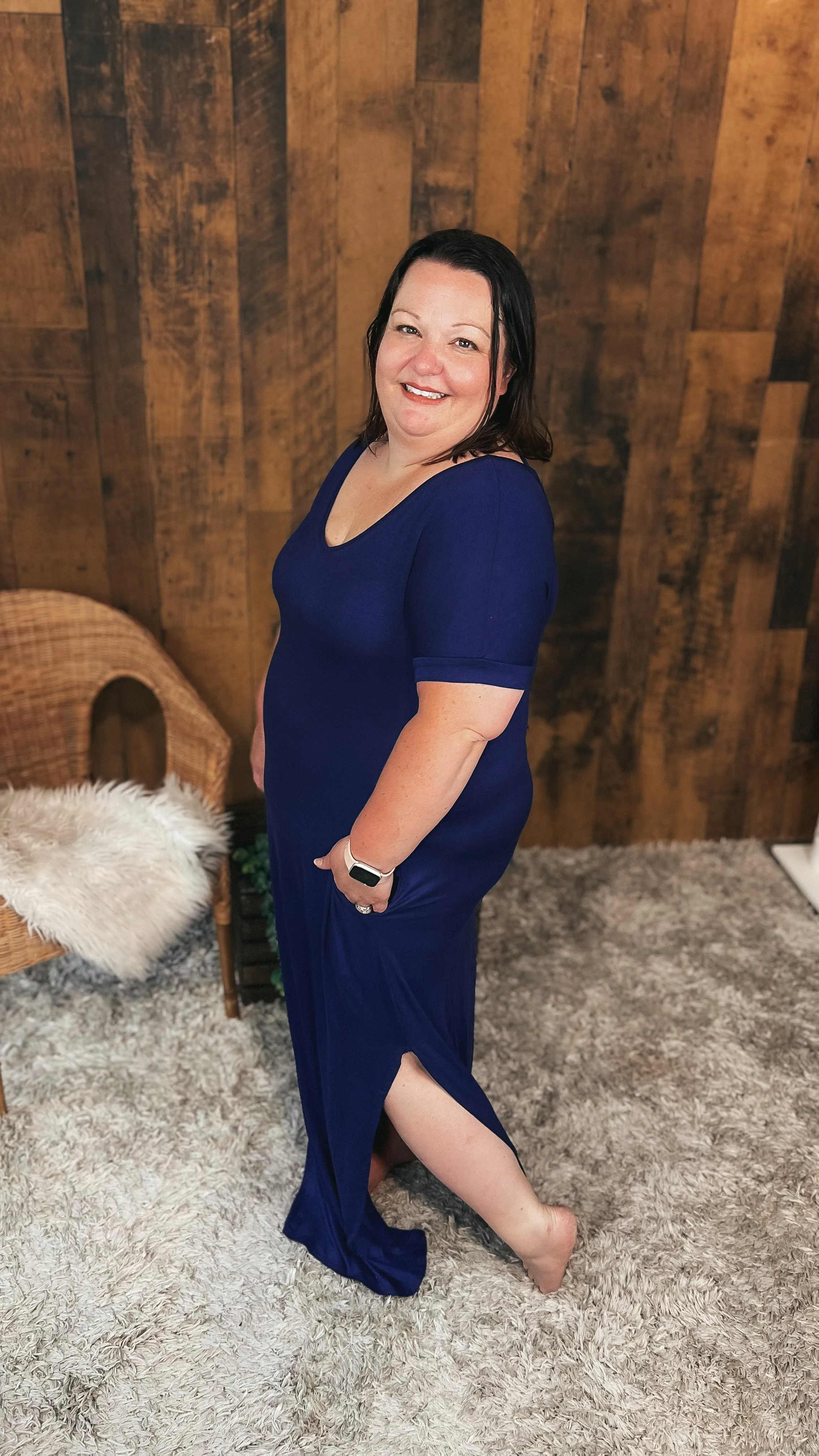 Stacey Short Sleeve Maxi Dress: Navy *SALE*