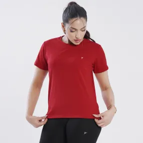 Tf-Premium Red Essential Women Cotton Lycra Tee