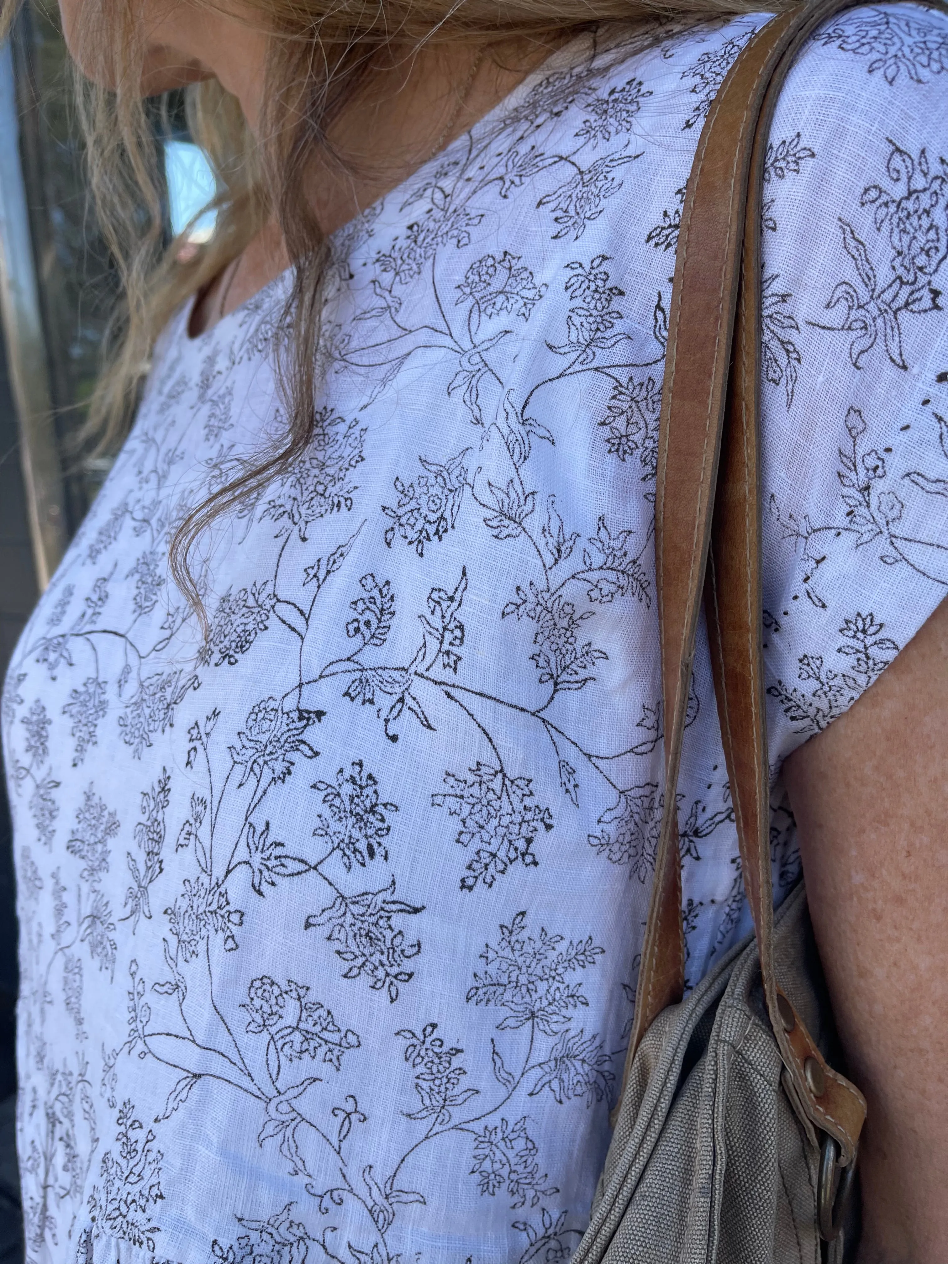 TOSHNI LINEN DRESS - Ecru Print