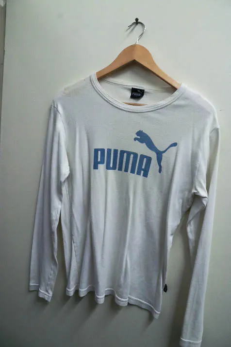 Vintage puma womens essential white large full sleeve tees