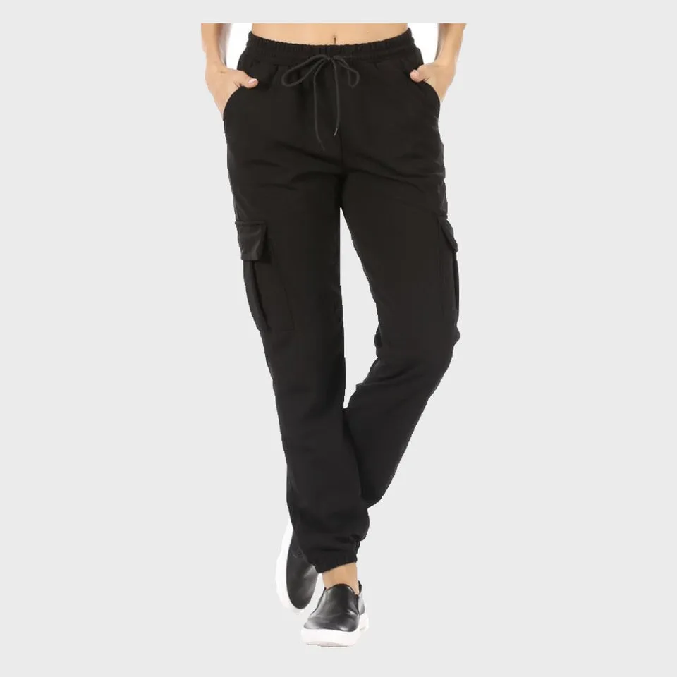 Womens Jogger Pants High Waisted Warm Fleece Lined Drawstring Cargo Pockets