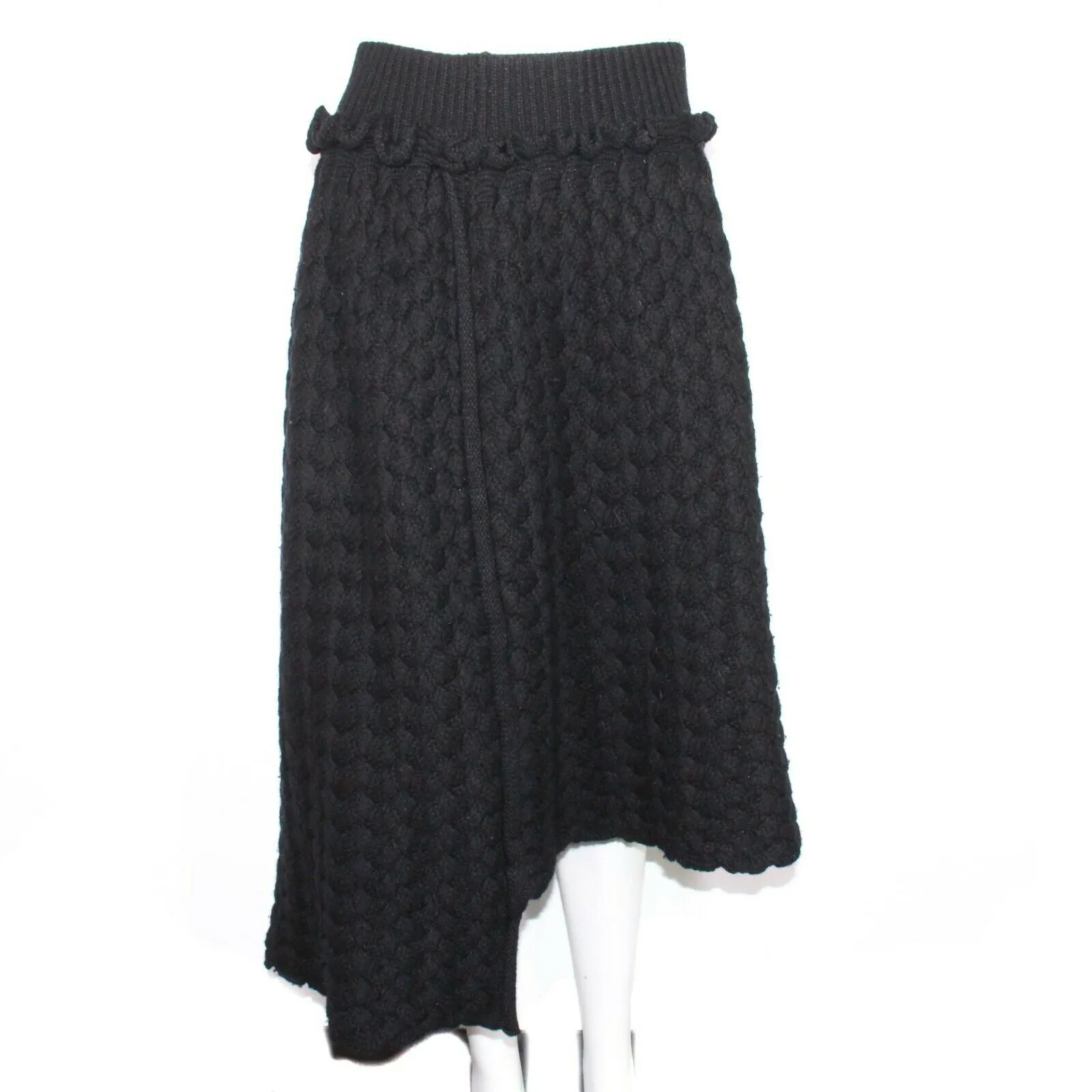 Yohji Yamamoto Thick Cable Knit A Symmetric Bell Skirt - Black - US S