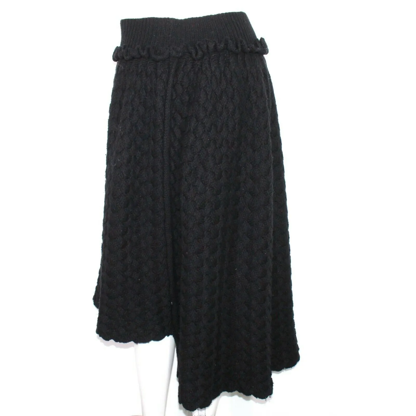 Yohji Yamamoto Thick Cable Knit A Symmetric Bell Skirt - Black - US S